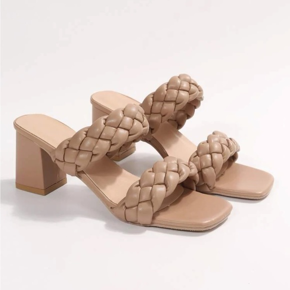 Apricot Braided Slip-On Sandal/Heels - Picture 5 of 14